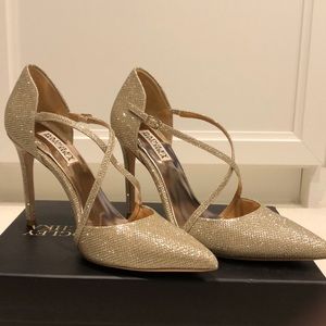 Badgley Mischka Gold Strappy Pumps